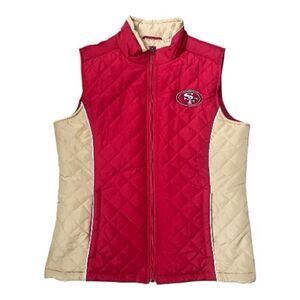 NFL women’s 49ers Quilted Vest - Red and Tan